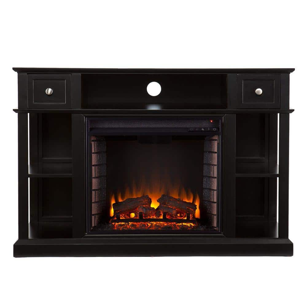 Home Decorators Collection Jamerson Manor 60 in. Media Console Infrared Electric Fireplace in 