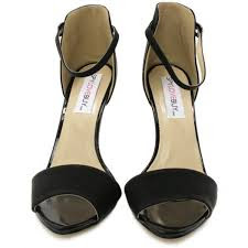 Buy MONIQUE Stiletto Heel Peep Toe Sandal Shoes Black Leather ...