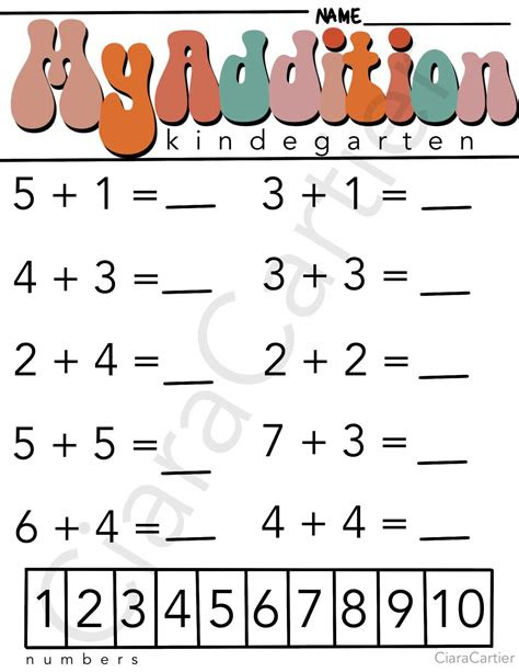  free kindergarten math worksheet for kindergarten addition made
