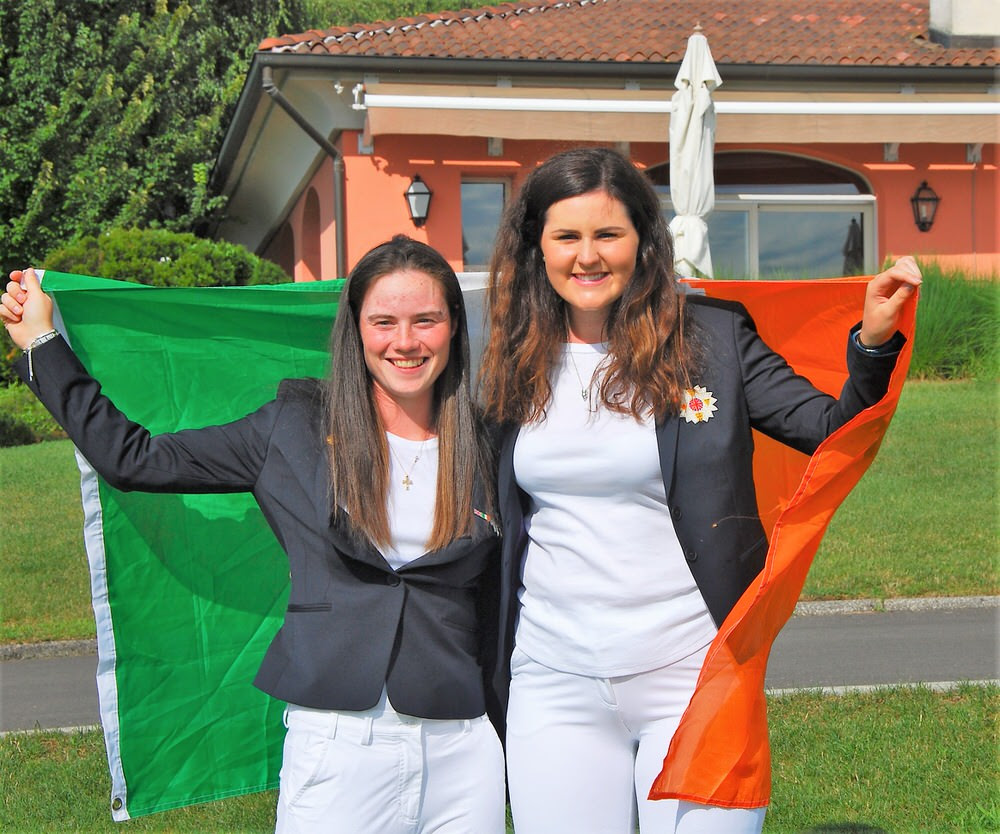World No 1 Leona Maguire (left) and foursomes partner Olivia Mehaffey. Picture: Cal Carson Golf Agency