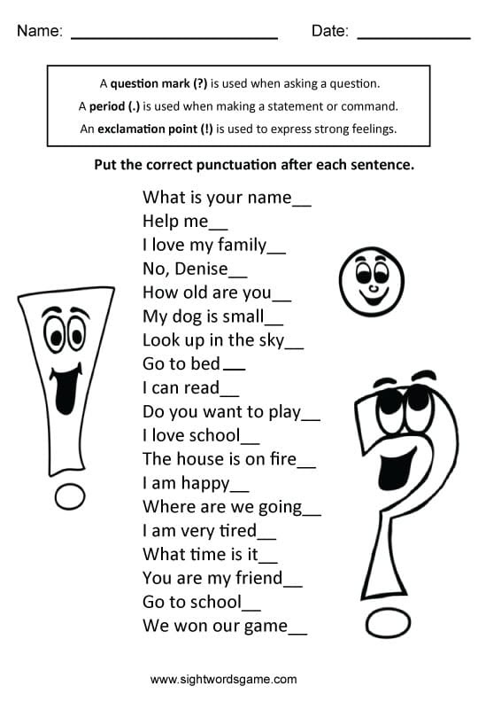NEW 389 FIRST GRADE WORKSHEET ON PUNCTUATION | firstgrade worksheet