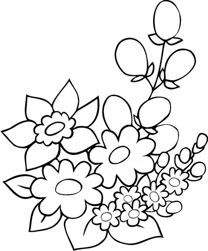 Disegno di Fiori di Primavera da colorare