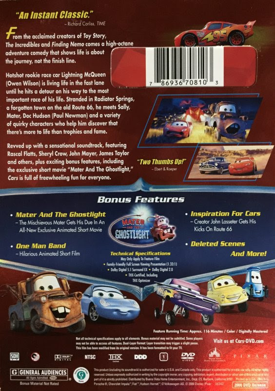 Dvd Cars Buena Vista Usa