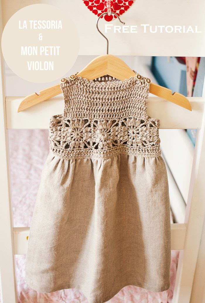 Free tutorial–Granny Square crochet/fabric Dress