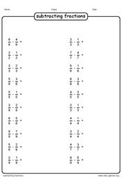 time for grade worksheet 4 math The Denominators Like  Fraction with worksheets Subtract