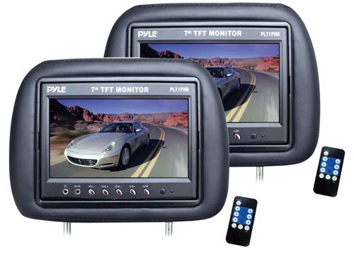 Pyle PL71PHB Headrest Pair with Built-in 7-Inch TFT-LCD Monitors (Black)