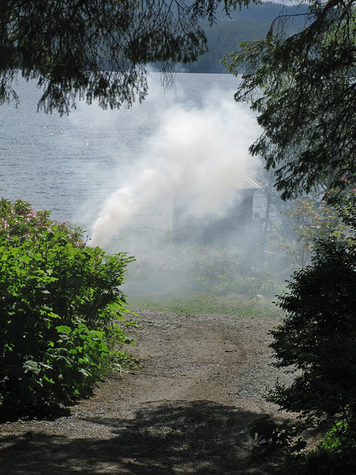 smoke and trees, Kasaan, Alaska