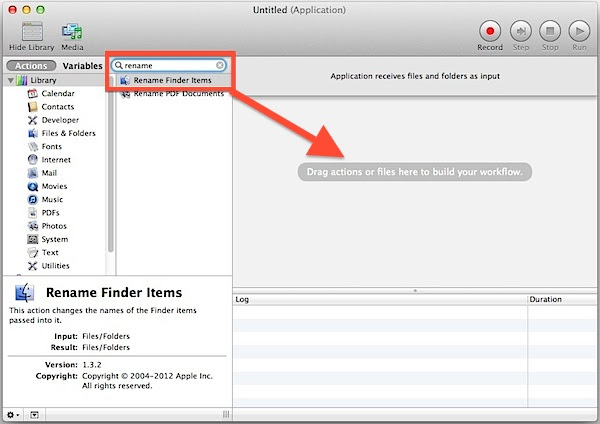 Use the Rename Action workflow
