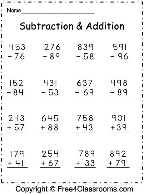  pin on free mixed addition and subtraction worksheets