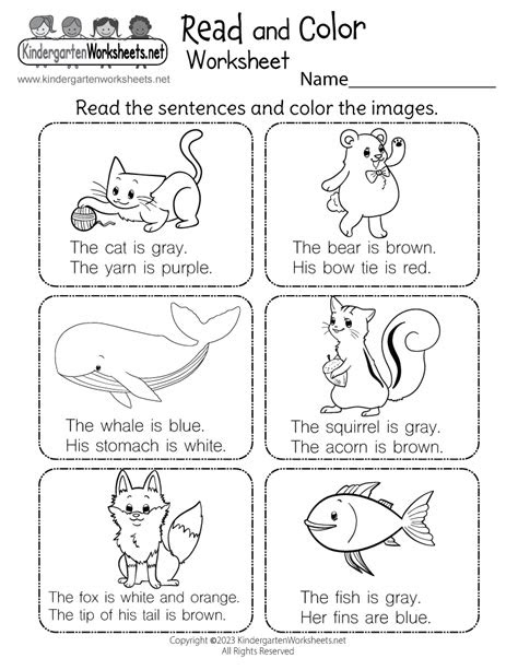 Easily print, download, and use the kindergarten worksheets online. free printable read and color worksheet