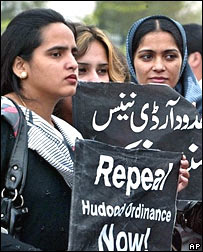 Women's protest outside national assembly in Islamabad