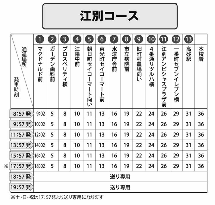 杜の美江別自動車学校 無料送迎バス