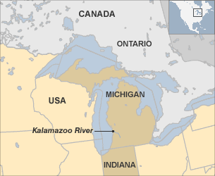 Map showing Kalamazoo River