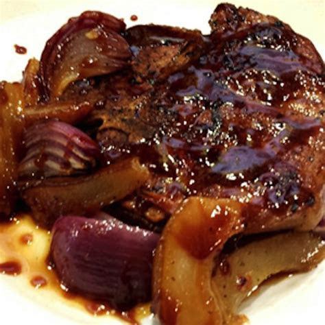 You're about to get really, really hungry. Braised Pork Chops with Roasted Pears and Balsamic Reduction