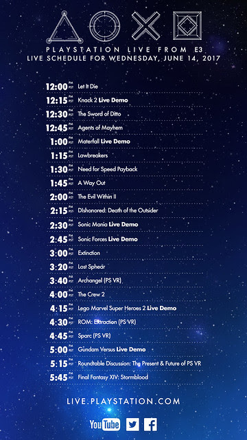 PlayStation Live From E3: Wednesday Schedule