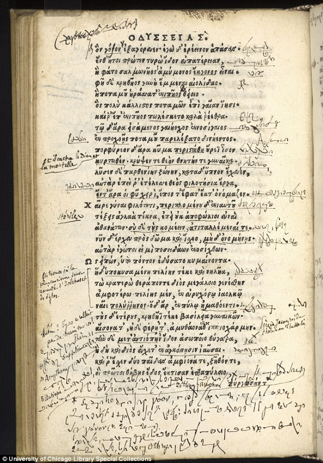 Code cracked: An Italian computer engineer has solved the mystery of what these strange scribbes mean in a rare 16th century copy of Homer's the Odyssey.He found that the notes are written in French shorthand