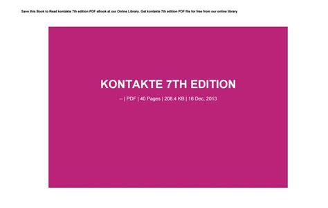 Free Reading arbeitsbuch to accompany kontakte 7th ed PDF Best Books of the Month PDF