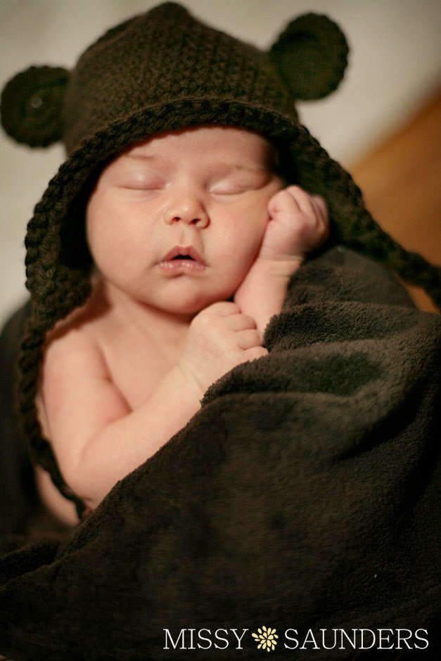 Crocheted Bear Earflap Hat