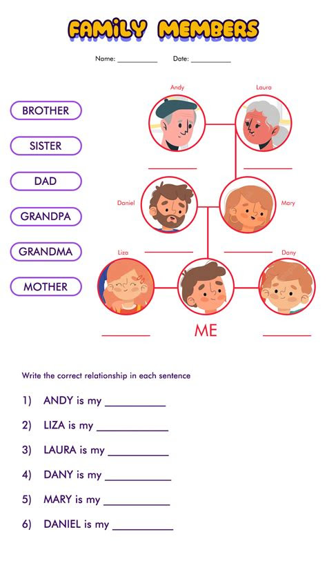  family members worksheet for kindergarten worksheets bank2homecom