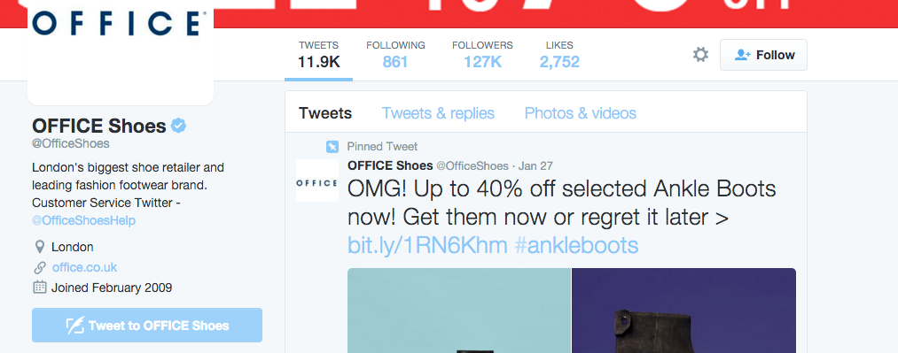 office shoes twitter bio example