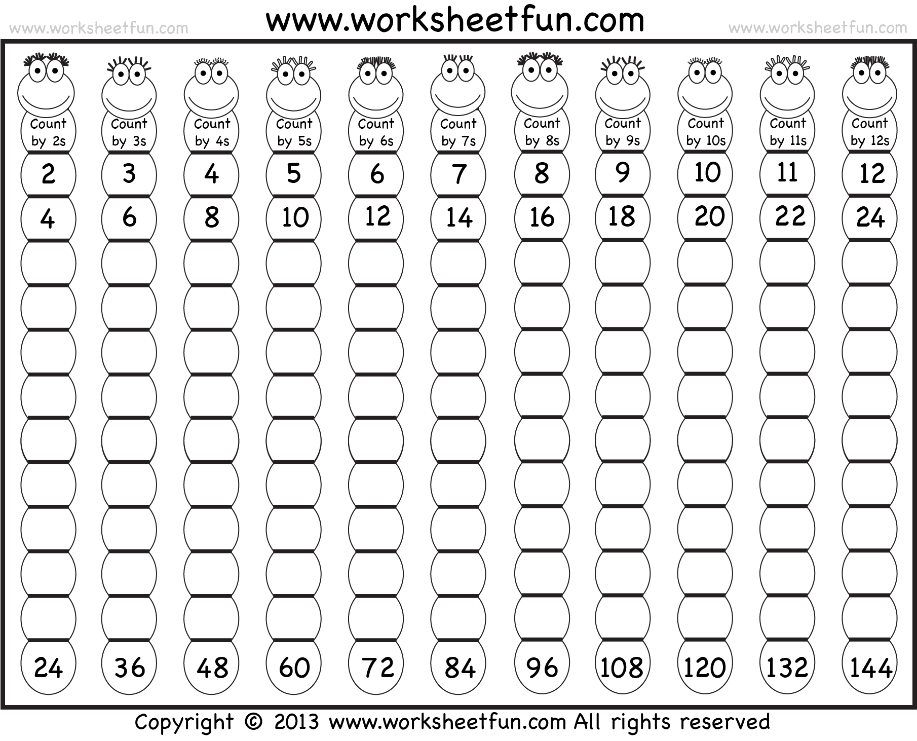 Times Table – 2-12 Worksheets – 1, 2, 3, 4, 5, 6, 7, 8, 9, 10 ...