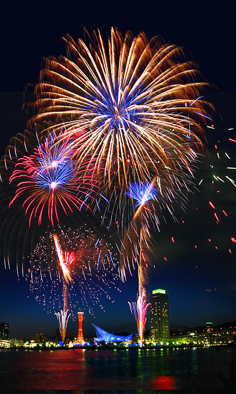花火携帯待受画像 無料壁紙 みなとこうべ海上花火大会