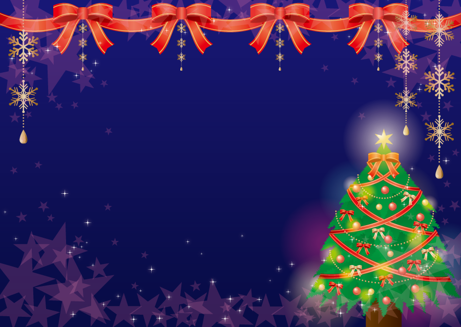 フリーイラスト リボンとクリスマスツリーの背景でアハ体験 Gahag 著作権フリー写真 イラスト素材集