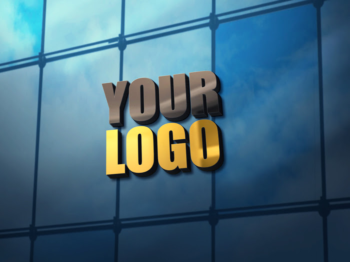 Download 3D Glass Window Logo MockUp