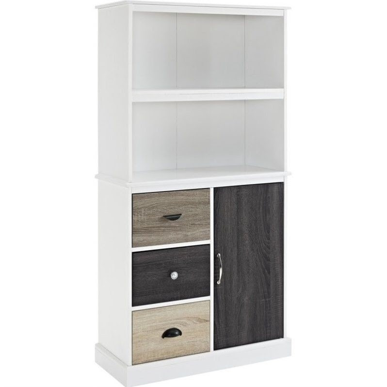 Altra Furniture Mercer 2 Shelf Bookcase with Storage Drawers in White