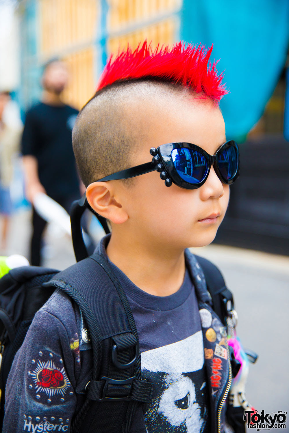 6-Year-Old Harajuku Kid w/ Mohawk in Patched Jacket 