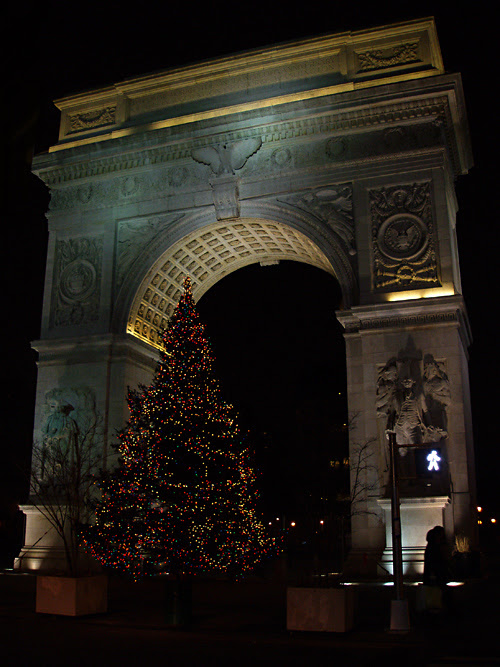 Washington Square Park Christmas tree with the little man