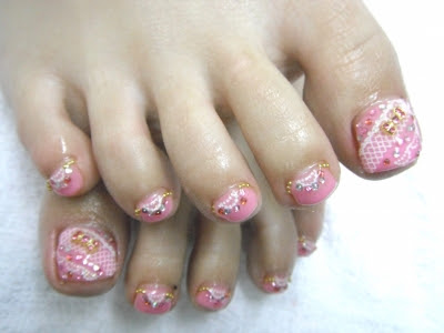ピンク ホワイト レースフットネイル Beauty Salon Hotaru