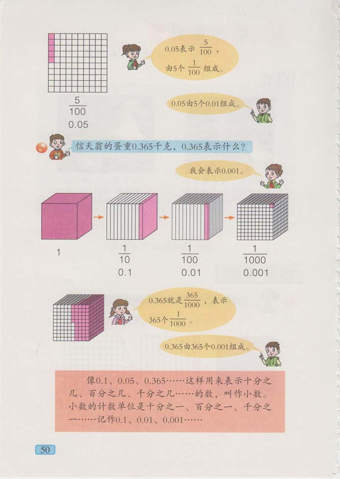 什么是小数小数的计数单位 Page50 青岛版四年级数学下册电子课本 教材 教科书 好多电子课本网
