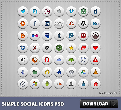 シンプルなソーシャル アイコン無料 Psd ファイル 無料素材のフリーpsd