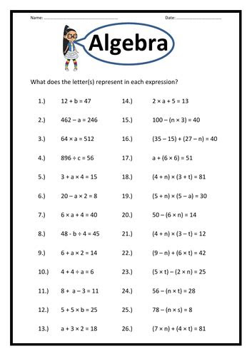  algebra worksheets ks2 or ks3 teaching resources