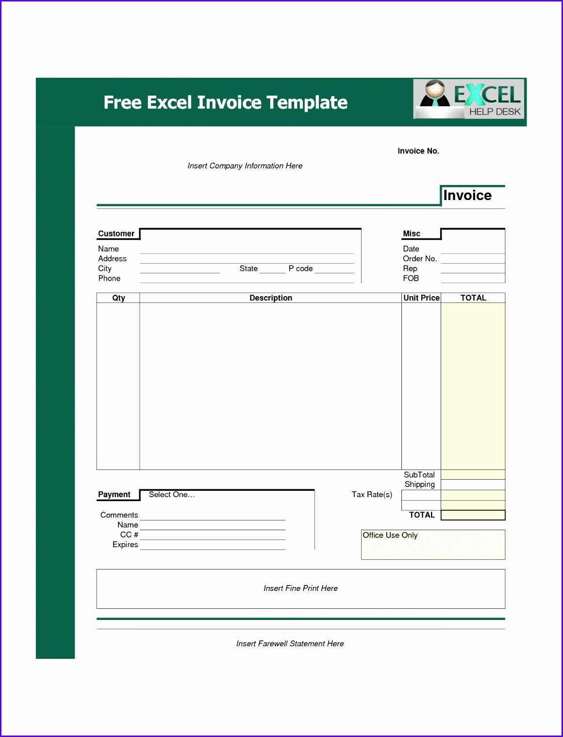 10 Microsoft Excel Invoice Template Free Download