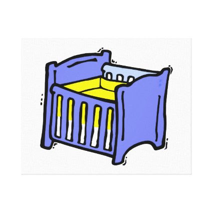 Baby crib blue graphic yellow mattress canvas print