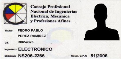 Tarjeta profesional ingeniero mecanico