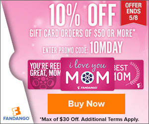 10% off $50 or More in Gift Cards for Mother's Day