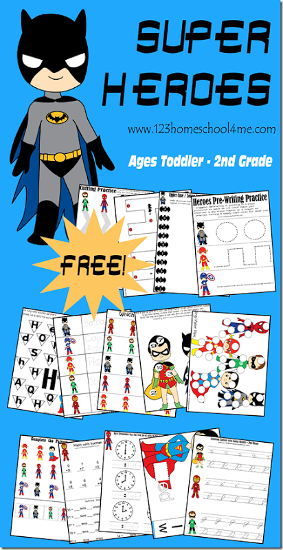 Free Super Heroes Worksheet Printables Pack | Free Homeschool Deals