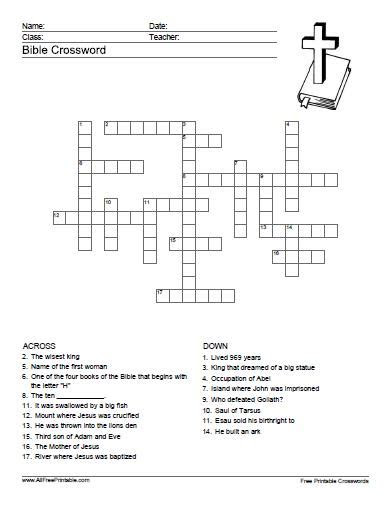 Across 1 what his wife was called. bible crossword free printable