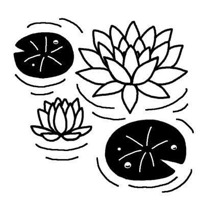 スイレン2 夏の花 無料 白黒イラスト素材