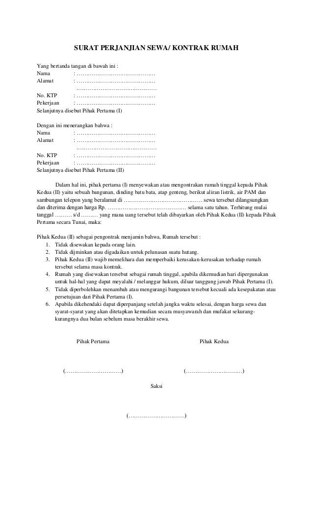 Surat perjanjian sewa