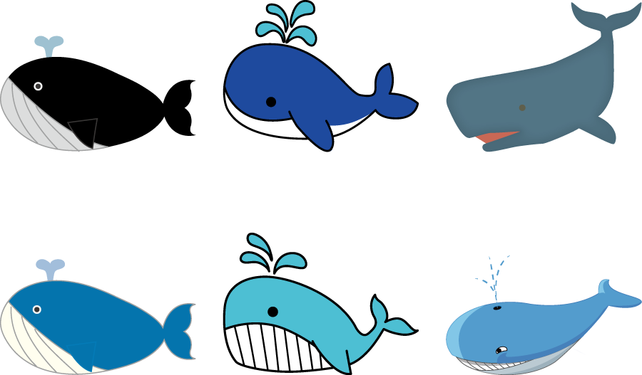 フリーイラスト 6種類のクジラのセットでアハ体験 Gahag 著作権フリー写真 イラスト素材集