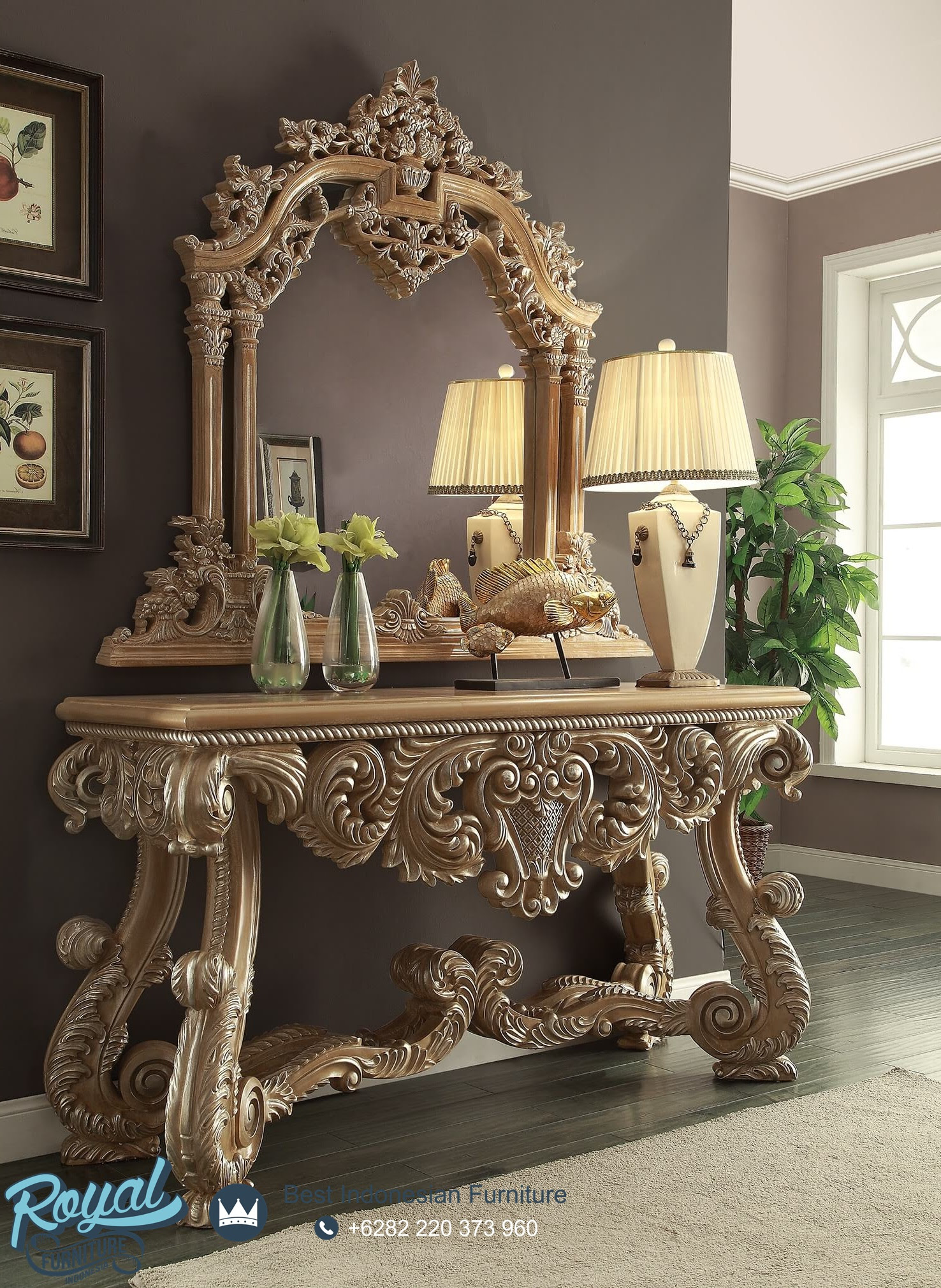 Meja Konsol Set Klasik Ukiran Mebel Jepara Mewah Terbaru Royal