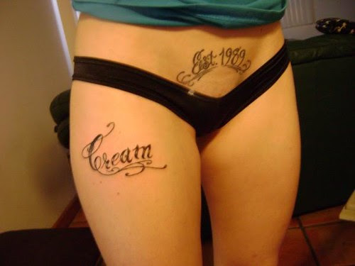 Tattoo Text on Women Belly