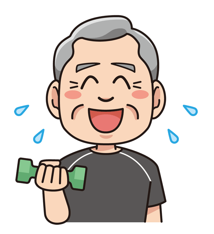 ダンベル体操するシニア男性 無料イラスト素材 イラスト素材図鑑
