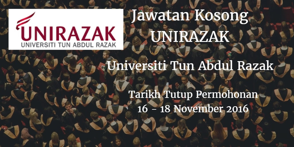Jawatan Kosong UNIRAZAK 16 - 18 November 2016