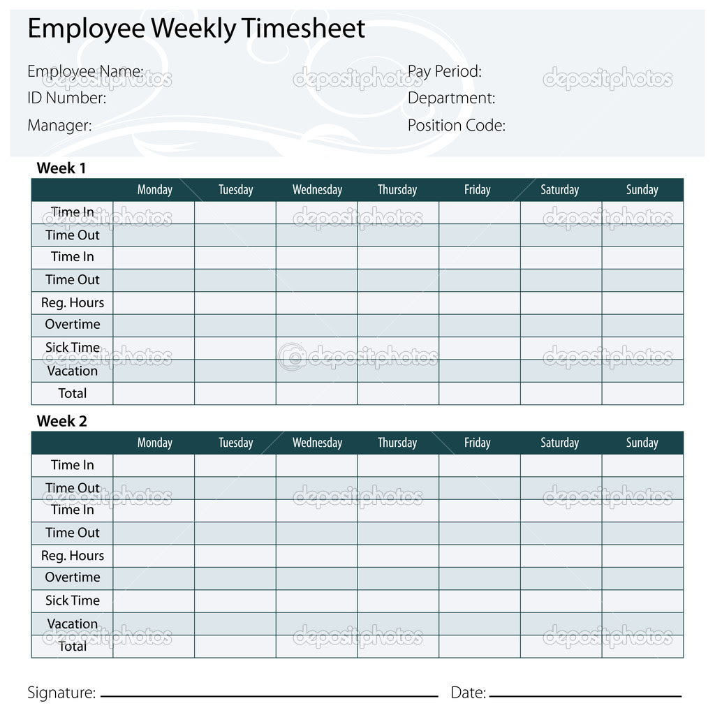 9 Best Images of Printable Employee Timesheet Templates  Free Printable Employee Timesheet 