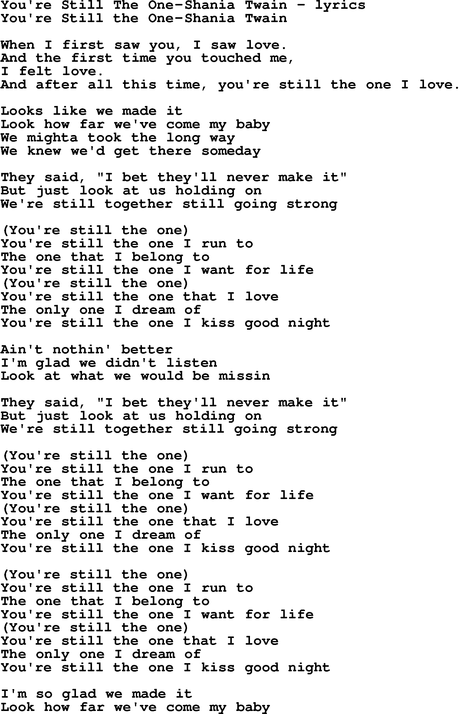 You Are Still The One Song Download
